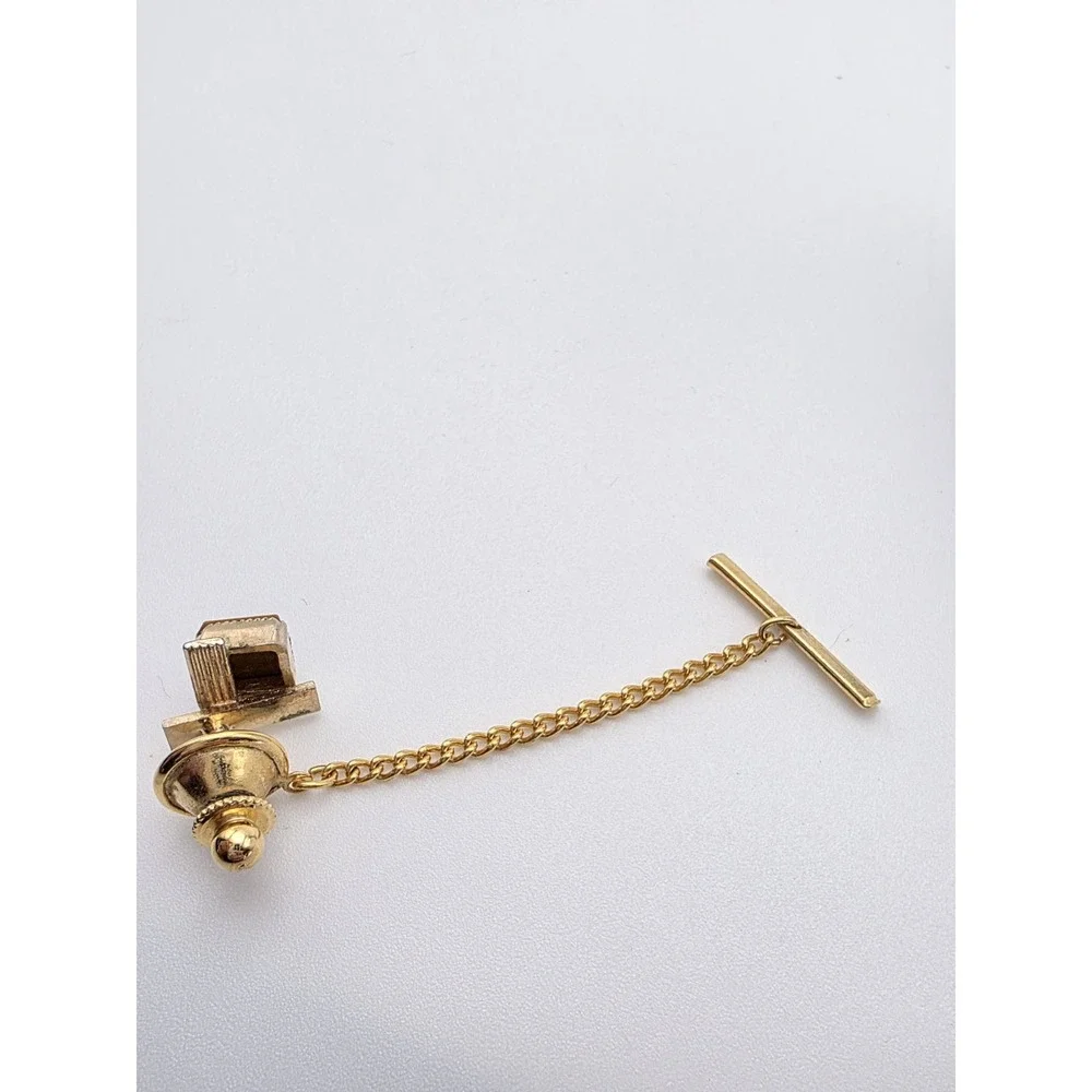 Vintage Natural Tiger's Eye Tie Tack Pin Gold Tone Semi-Precious FREE $HIPPING!!